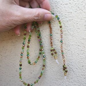 Green crystal eyeglasses lanyard